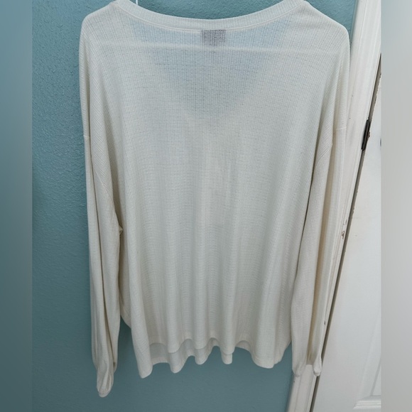 TORRID 2 Texture Jersey Lace-Up Drop Shoulder Top Plus Size 2X Ivory - Picture 2 of 7